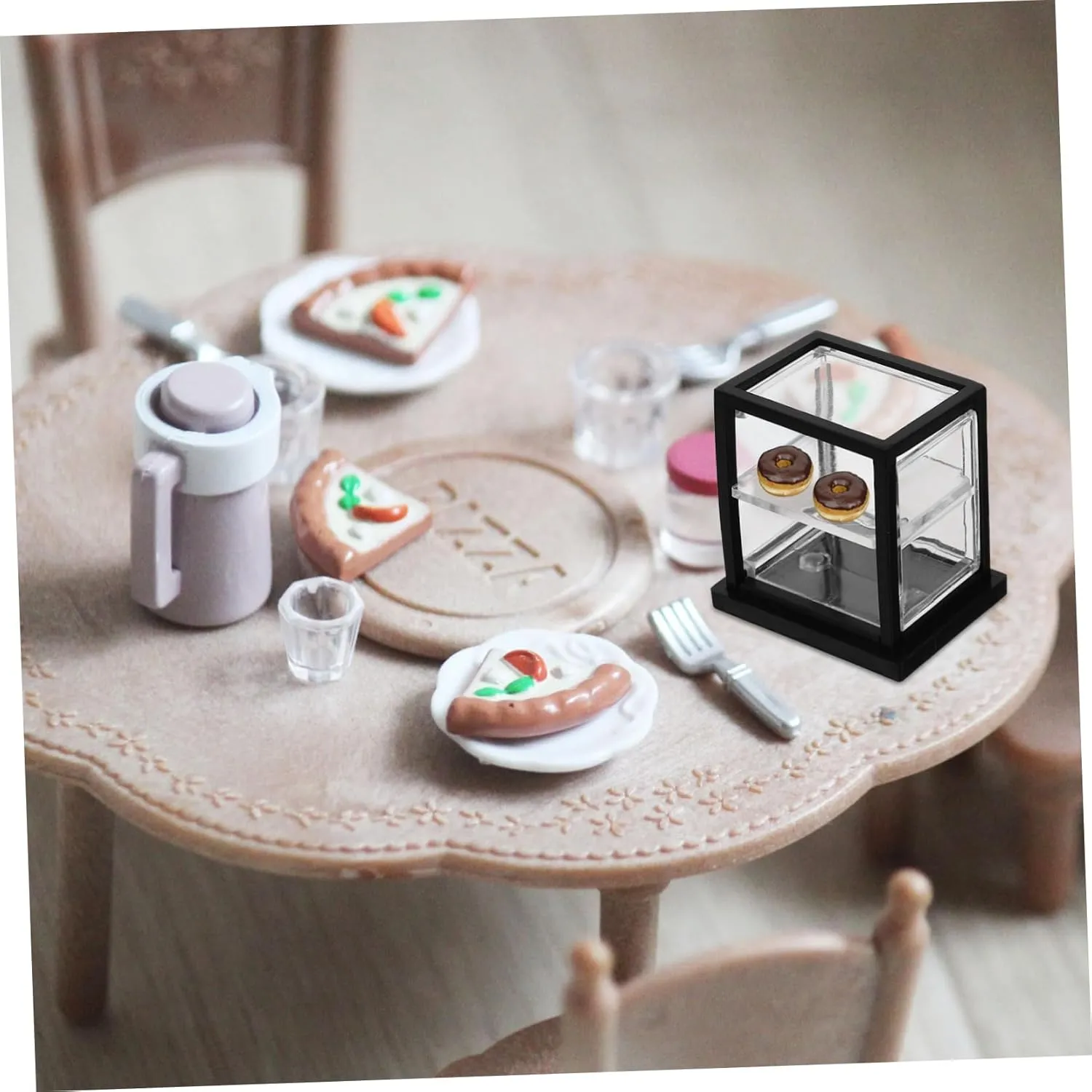 Kisangel 12pcs Miniature Bakery Case Transparent Display Cabinet for Dollhouse Decoration Compact Lightweight for Desserts Scene Settings