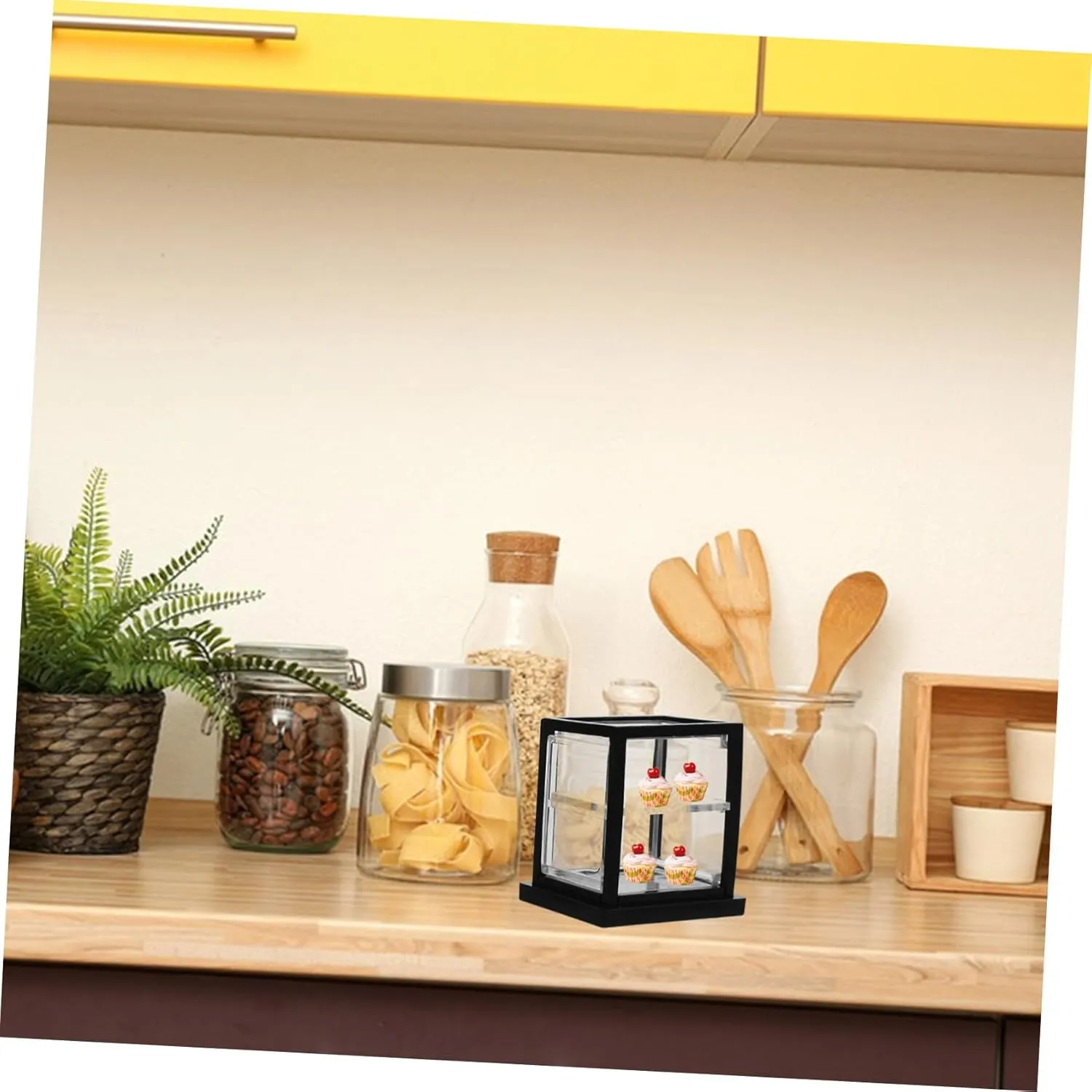 Kisangel 12pcs Miniature Bakery Case Transparent Display Cabinet for Dollhouse Decoration Compact Lightweight for Desserts Scene Settings