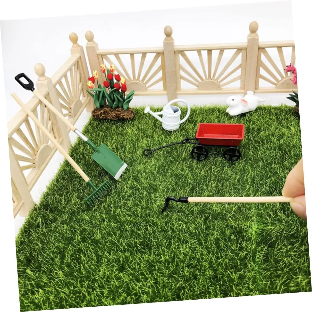 Kisangel 5 Sets Miniature Gardening Tool Dollhouse Accessories for Micro Garden Scene Decor Enhance Imagination Creativity for Fairy Garden Projects