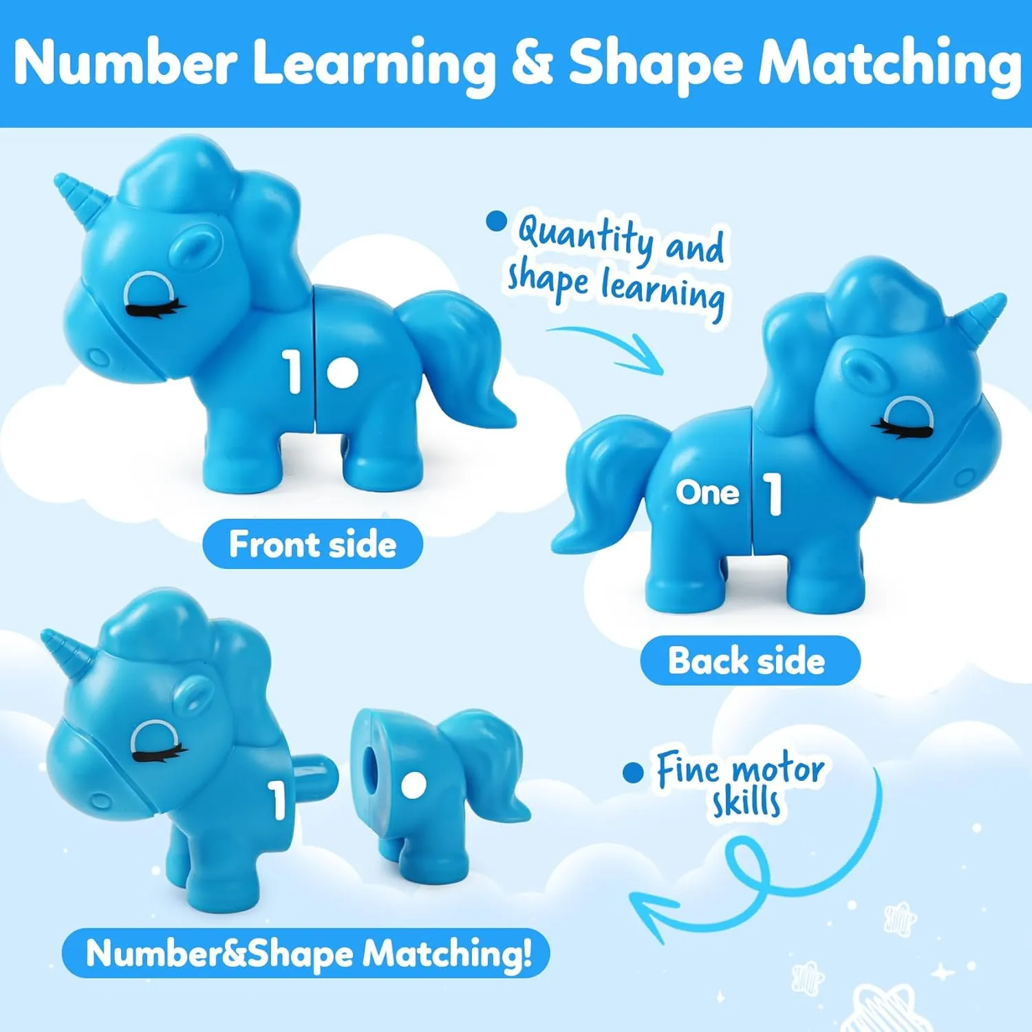 kizh Montessori Numbers Matching Counting and Sorting Game for Toddlers Fine Motor Toy Preschool 1-10 Recognition Learning Toy Educational Set for Kids Ages 3 4 5 (10Pcs)