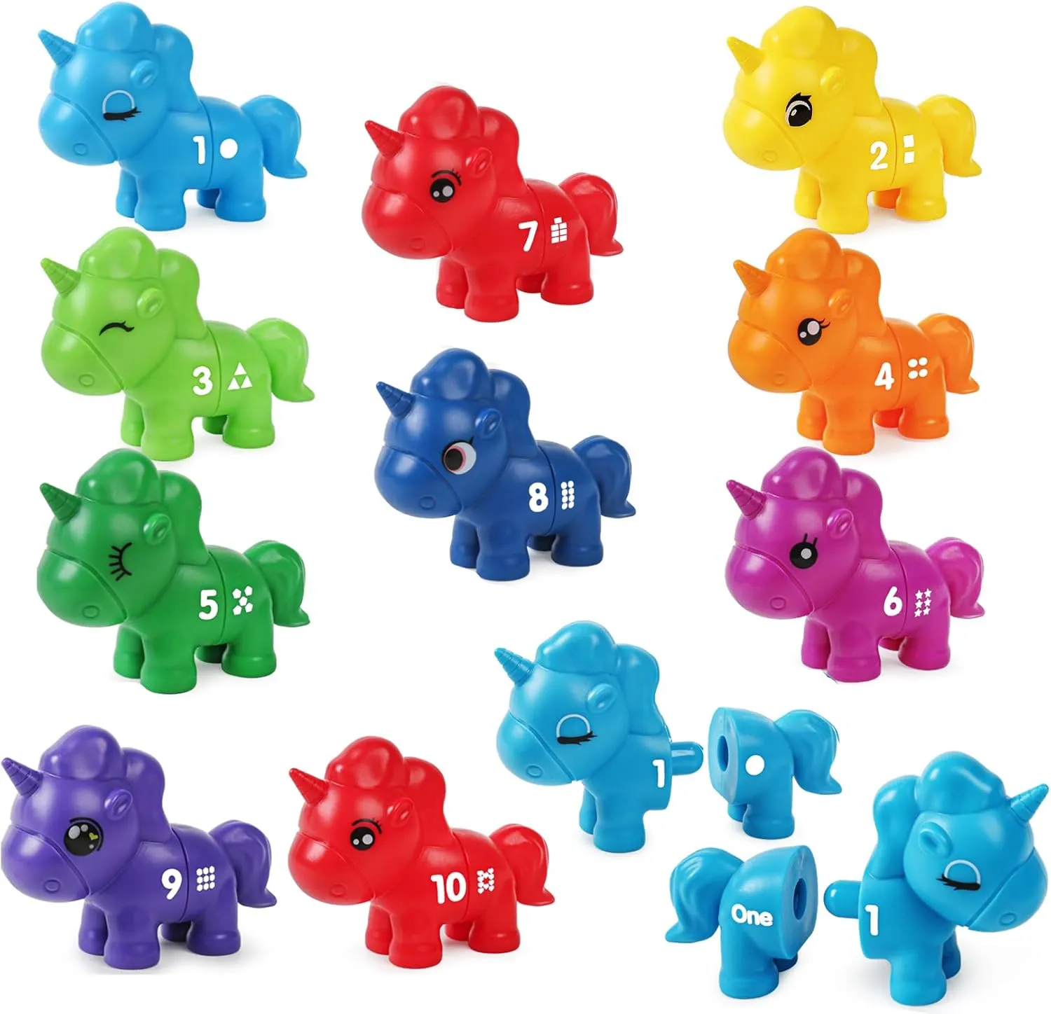 kizh Montessori Numbers Matching Counting and Sorting Game for Toddlers Fine Motor Toy Preschool 1-10 Recognition Learning Toy Educational Set for Kids Ages 3 4 5 (10Pcs)