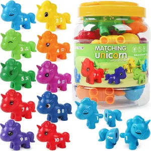kizh Montessori Numbers Matching Counting and Sorting Game for Toddlers Fine Motor Toy Preschool 1-10 Recognition Learning Toy Educational Set for Kids Ages 3 4 5 (10Pcs)