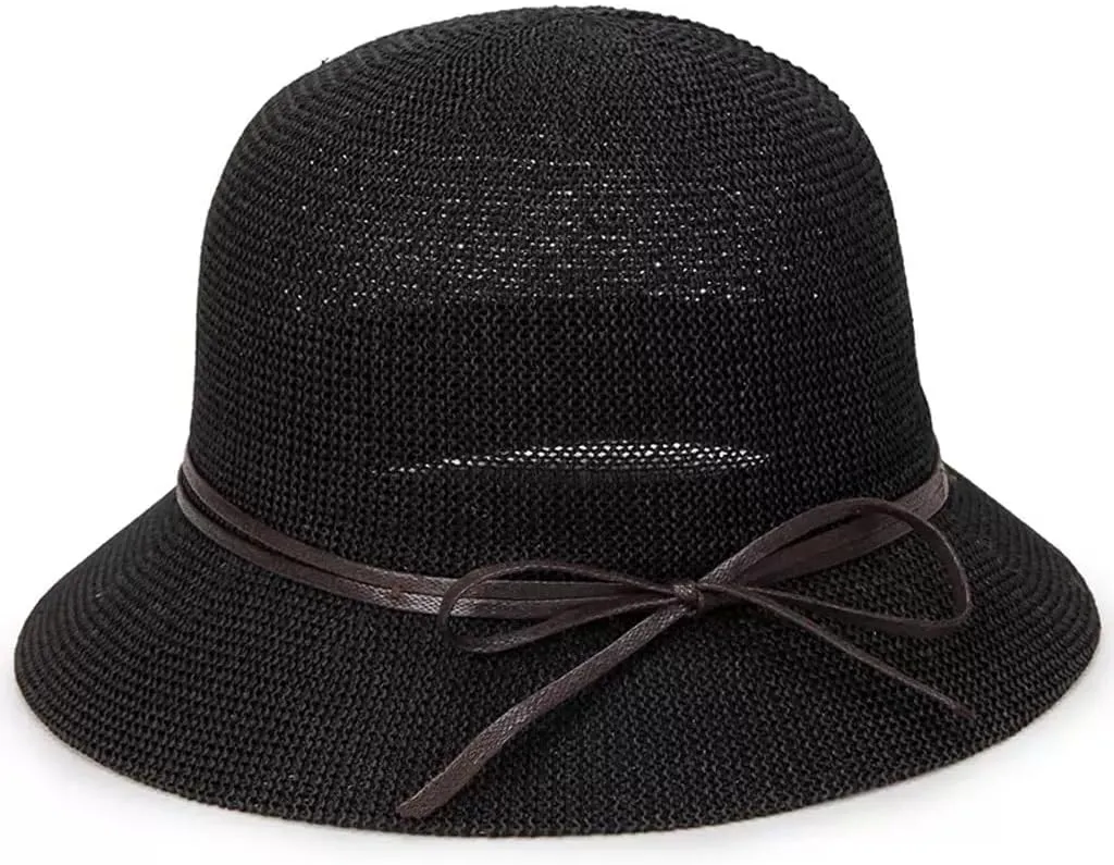 Knitted Basin hat Bowler hat Breathable Sunshade Cool hat mom hat Women's hat(A)