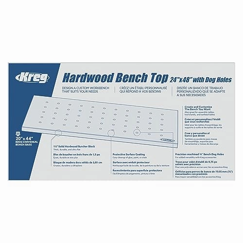 Kreg Hardwood Bench Top 24" x 48" with Dog Holes
