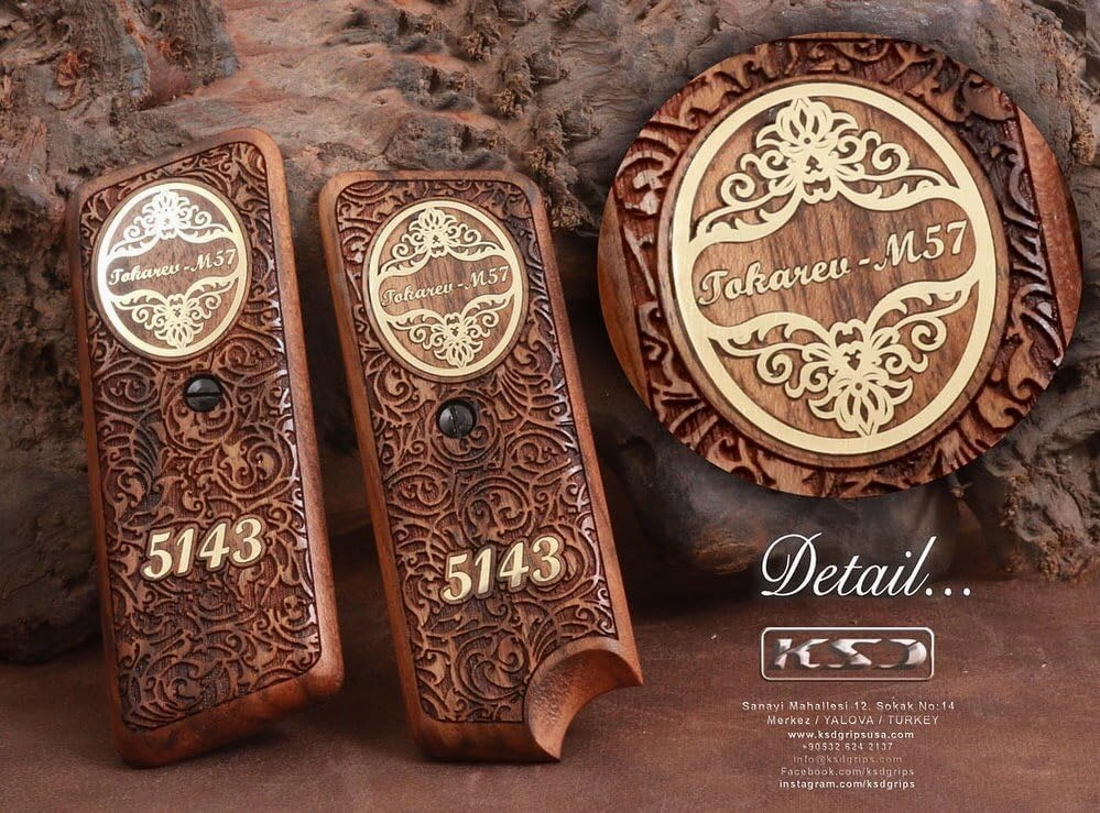KSD Brand Walnut Grips Compatible for Tokarev M 57 / TT-30 (KSD-01687)