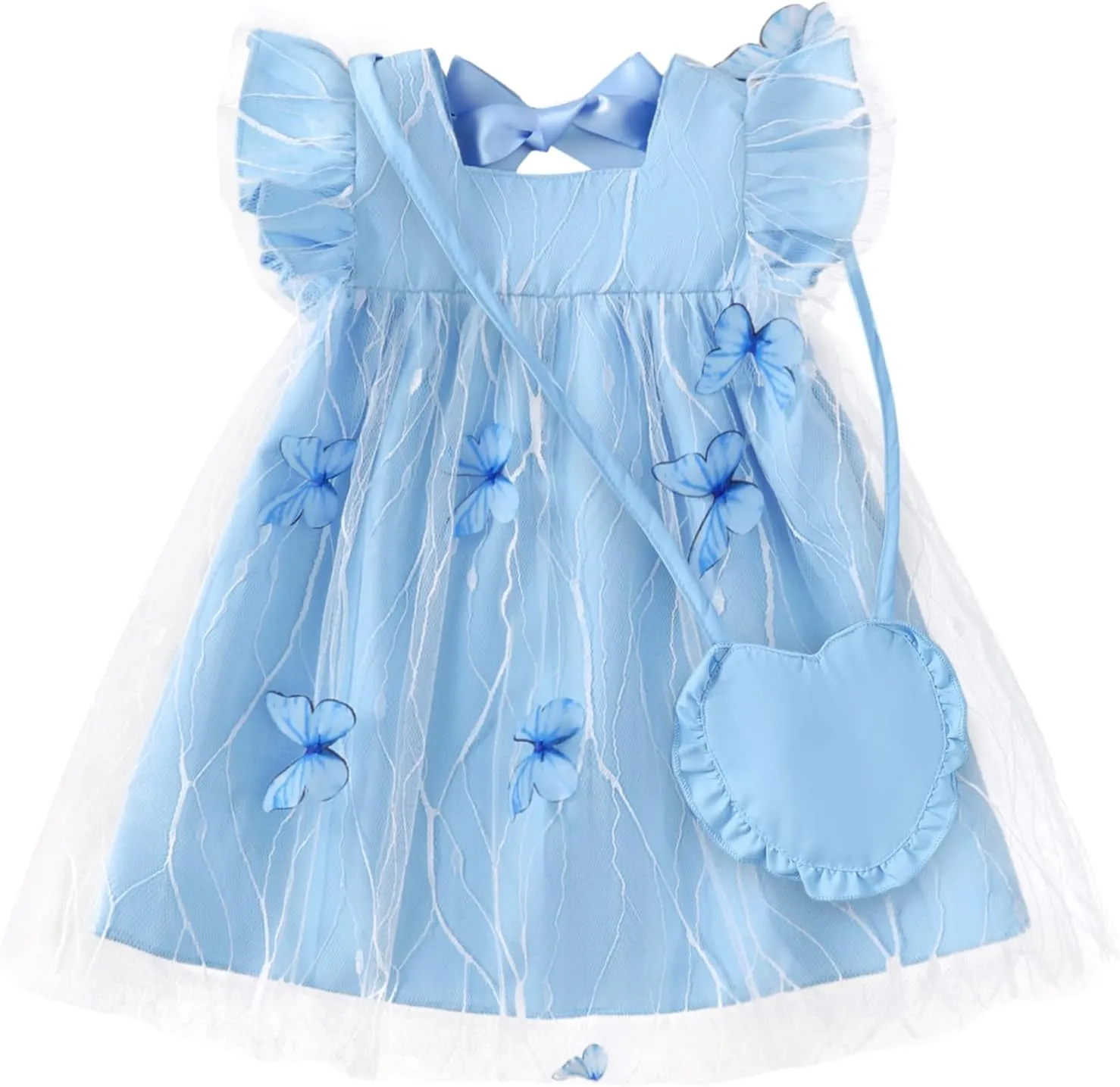 Kucnuzki Baby Girl Clothes Toddler Girls Summer Fairy Tulle Dress Ruffle Fly Sleeve Casual Sundress Cute Outfit for Kids
