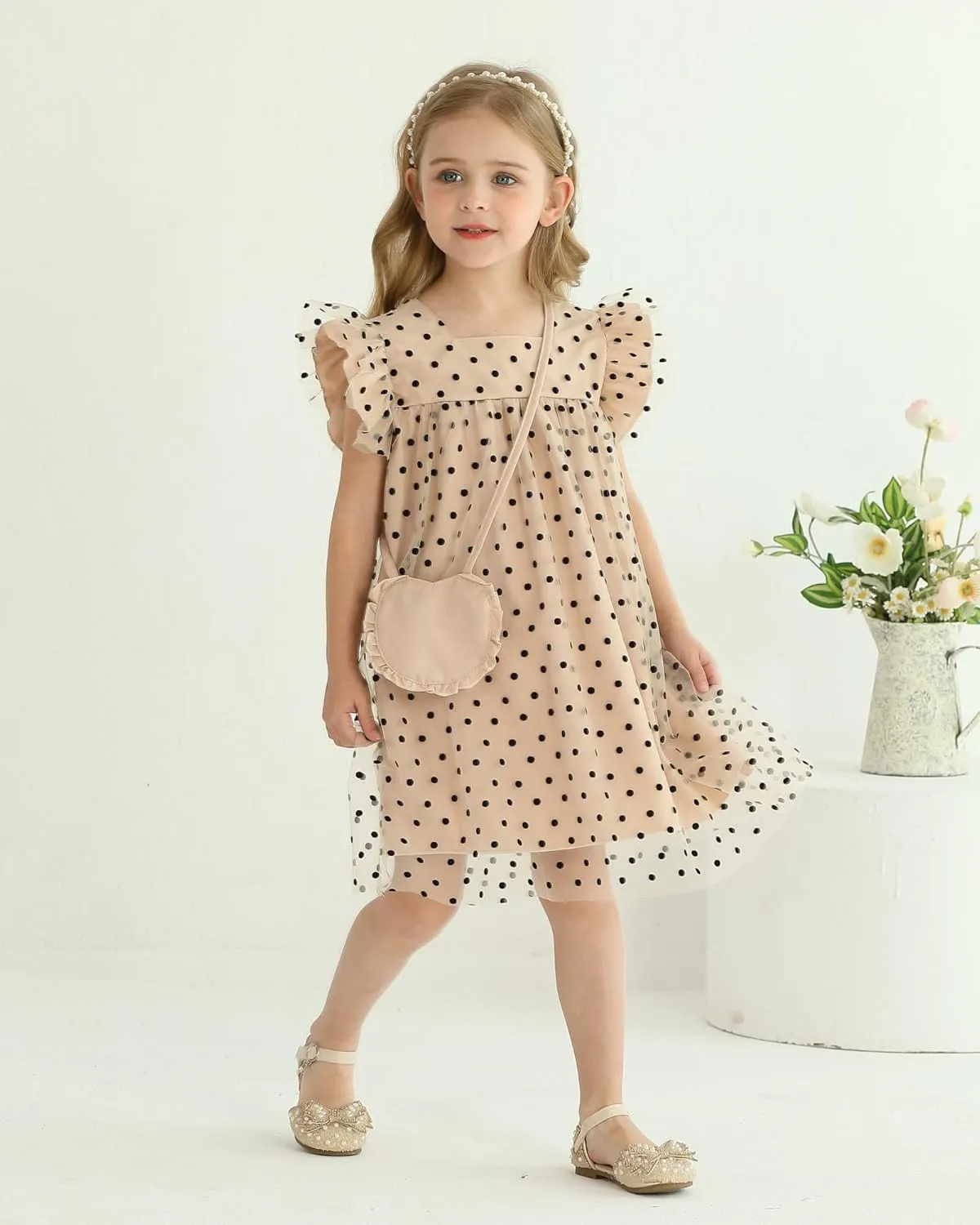 Kucnuzki Baby Girl Clothes Toddler Girls Summer Fairy Tulle Dress Ruffle Fly Sleeve Casual Sundress Cute Outfit for Kids