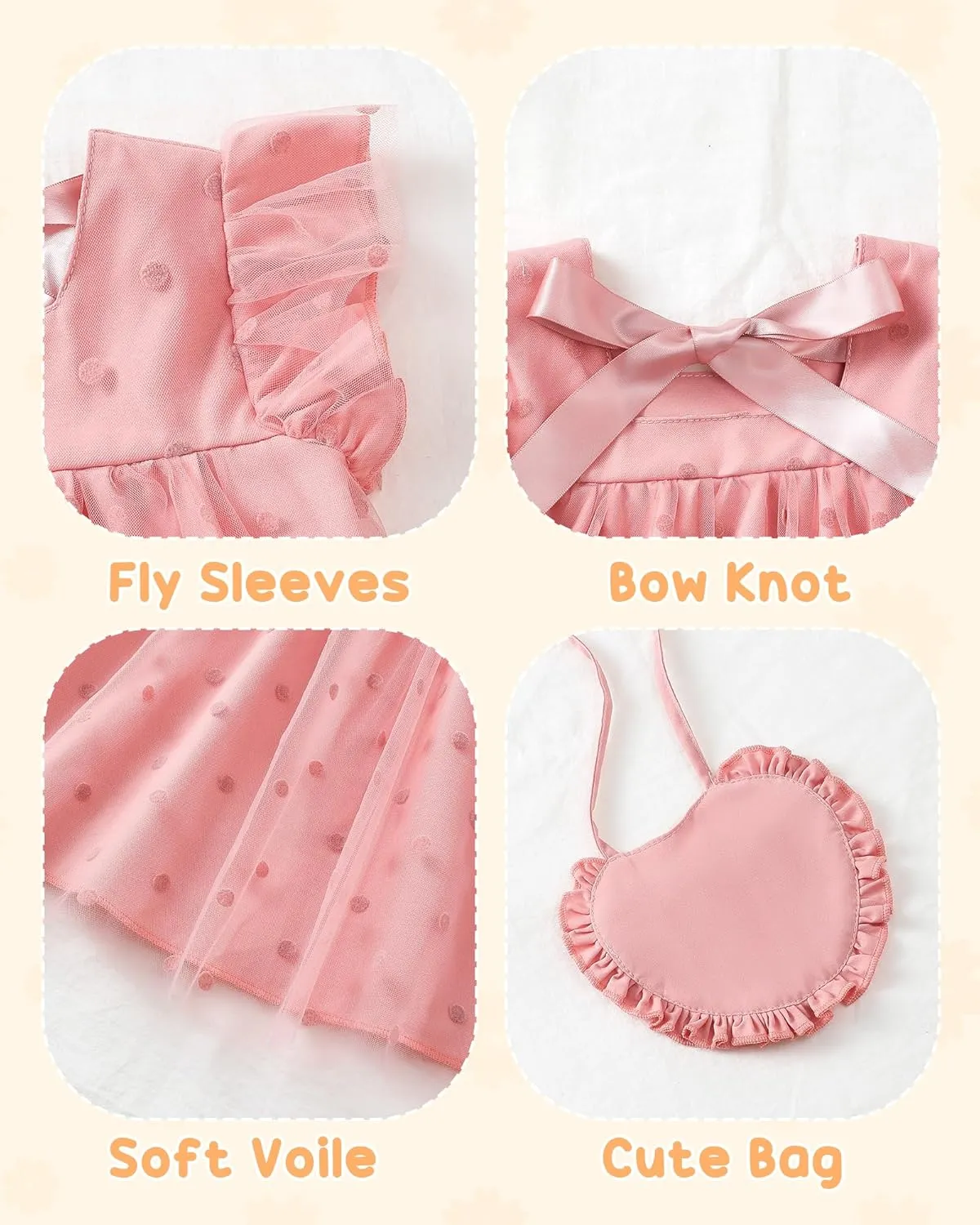 Kucnuzki Baby Girl Clothes Toddler Girls Summer Fairy Tulle Dress Ruffle Fly Sleeve Casual Sundress Cute Outfit for Kids