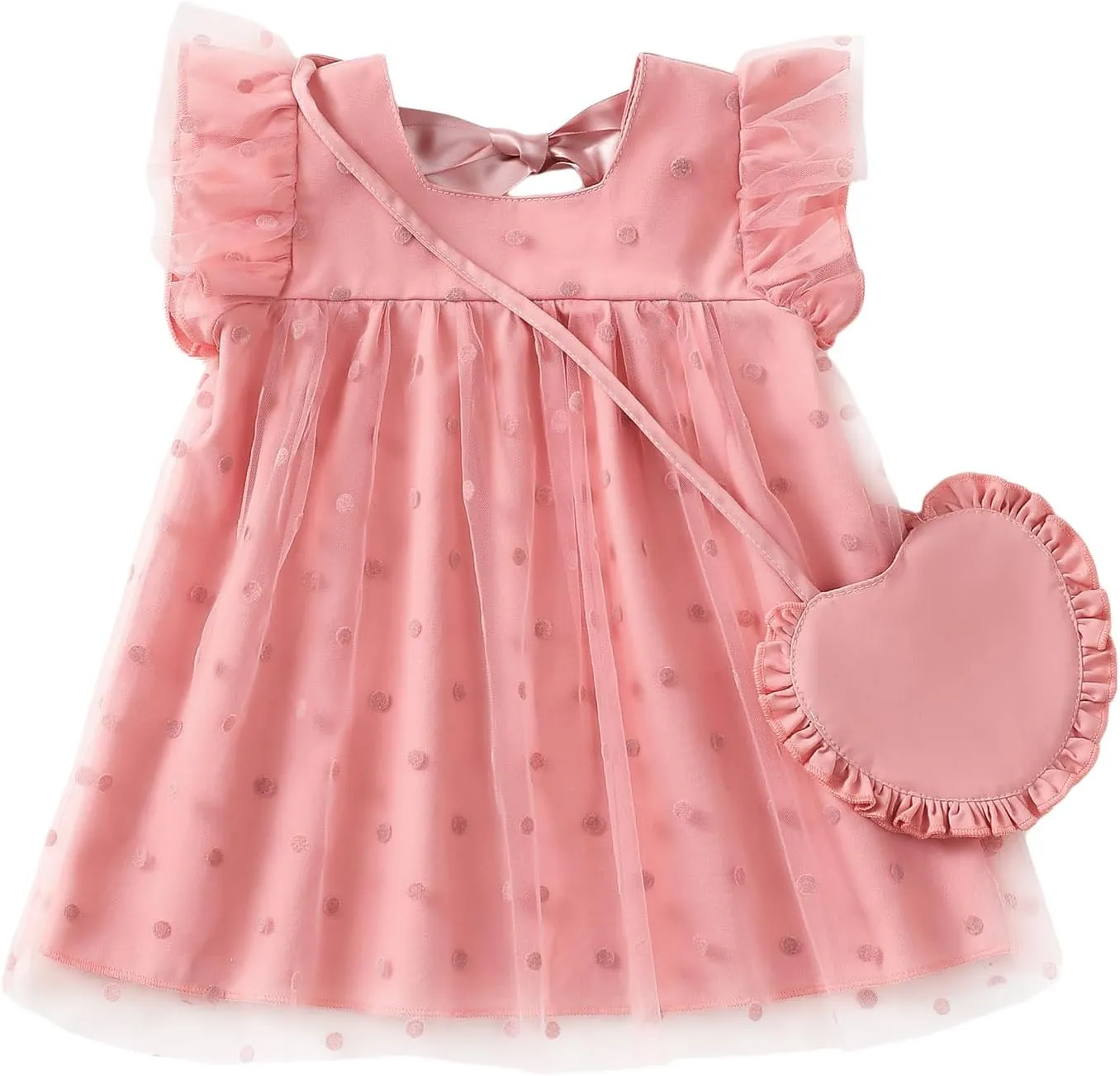 Kucnuzki Baby Girl Clothes Toddler Girls Summer Fairy Tulle Dress Ruffle Fly Sleeve Casual Sundress Cute Outfit for Kids