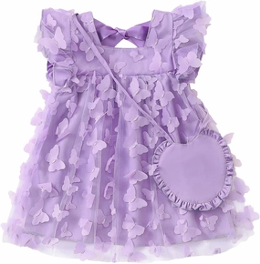 Kucnuzki Baby Girl Clothes Toddler Girls Summer Fairy Tulle Dress Ruffle Fly Sleeve Casual Sundress Cute Outfit for Kids