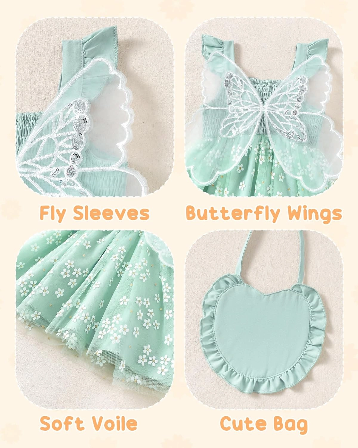 Kucnuzki Baby Girl Clothes Toddler Girls Summer Fairy Tulle Dress Ruffle Fly Sleeve Casual Sundress Cute Outfit for Kids