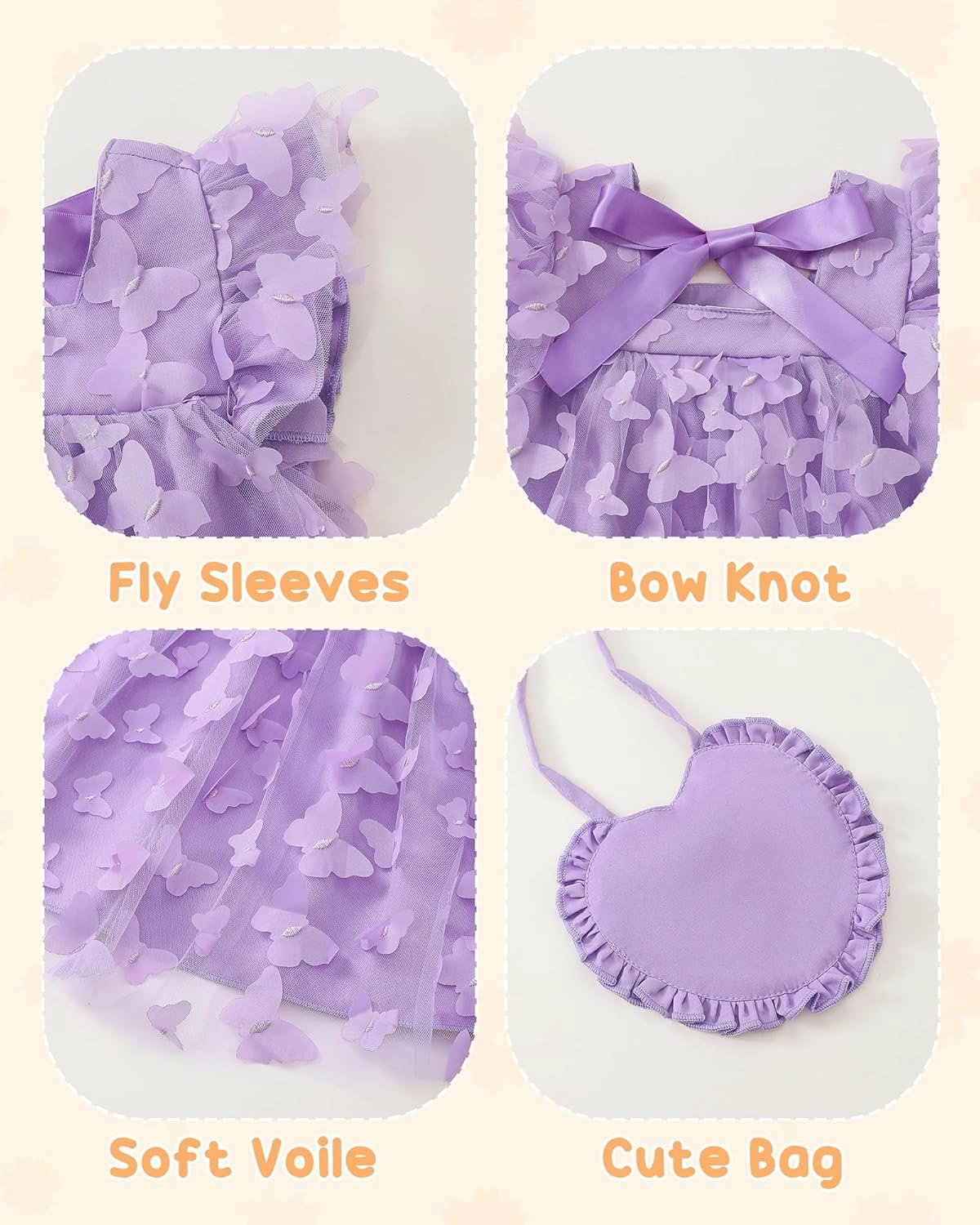Kucnuzki Baby Girl Clothes Toddler Girls Summer Fairy Tulle Dress Ruffle Fly Sleeve Casual Sundress Cute Outfit for Kids