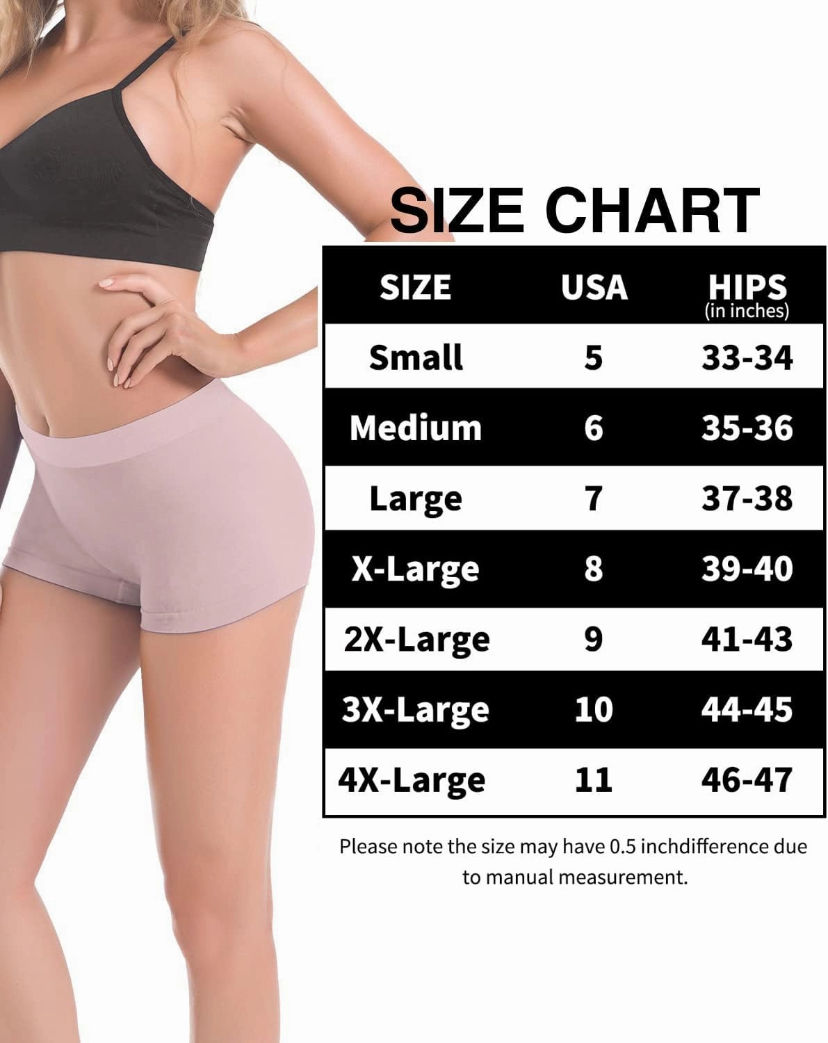 LALESTE Women's Boyshort Underwear Full Coverage Seamless Panties Soft Stretch Boxer Briefs 5 Packs