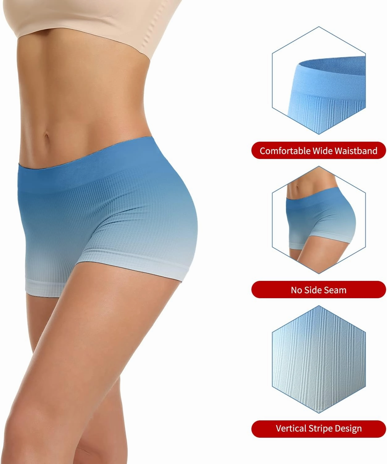 LALESTE Women's Boyshort Underwear Full Coverage Seamless Panties Soft Stretch Boxer Briefs 5 Packs