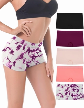 LALESTE Women's Boyshort Underwear Full Coverage Seamless Panties Soft Stretch Boxer Briefs 5 Packs