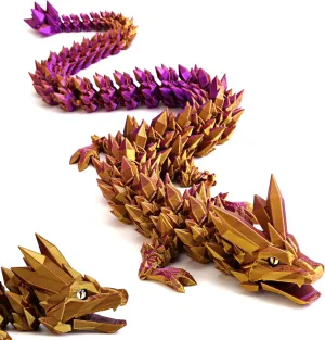 Large 3D Printed Dragon 24 inch- Articulated Crystal Dragon Toys, Big 3D Printed Animals ADHD Fidget Toy Gifts for Desk Decor, Perfect Desk Pet for Animal Collectors