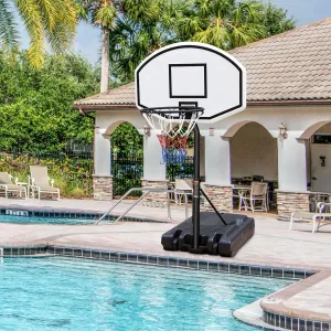 Large Poolside Basketball Hoop with Height Adjustable 37""-56"" Swimming Pool Basketball System 36"" x 24"" Backboard and Base,17"" Rim for Water Games