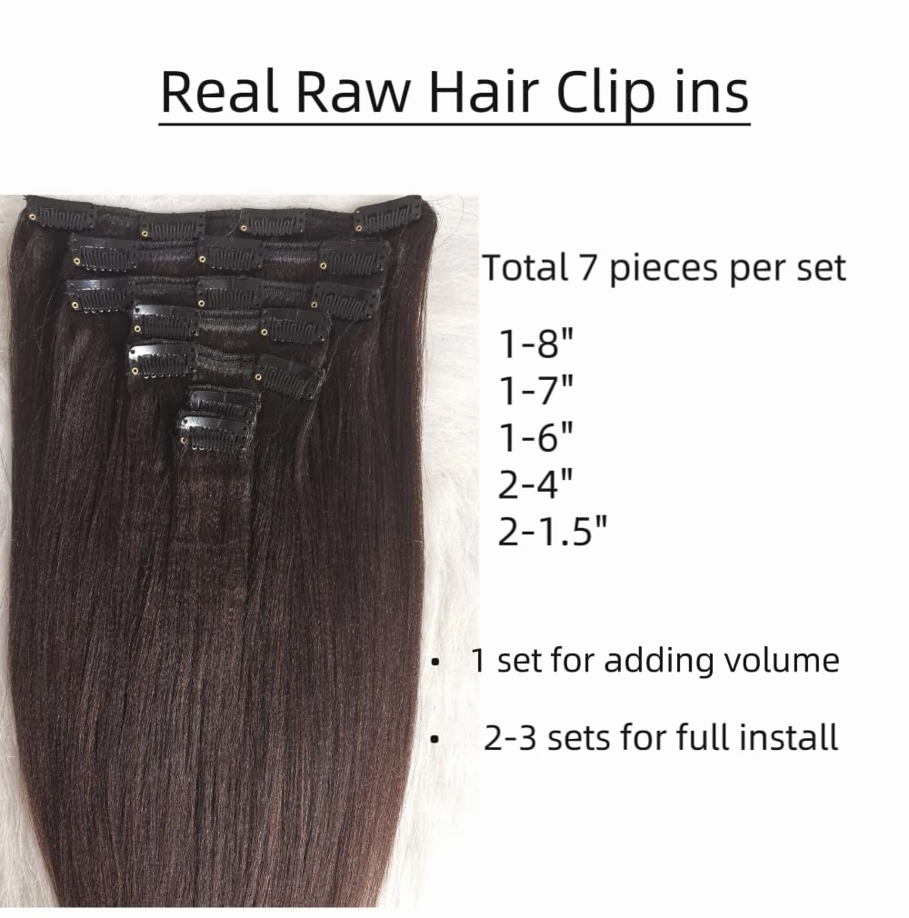 Last 5 Years Raw Natural Light Yaki Relaxed Straight Clip In Lift 613 Real One Donor Straight Virgin Human Hair Extensions Clip Ins Weft Extension For Black Women (yaki 20in, Natural Brown)