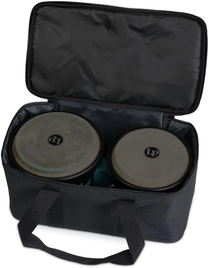 Latin Percussion Discovery Series 6-1/4-inch and 7 1/4-inch Bongo with Free Carrying Bag Drum, Onyx, (LP601D-OX-K)