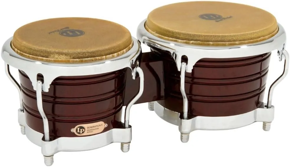 Latin Percussion LP201AX-2DW Bongo Drum Wine Red / Chrome