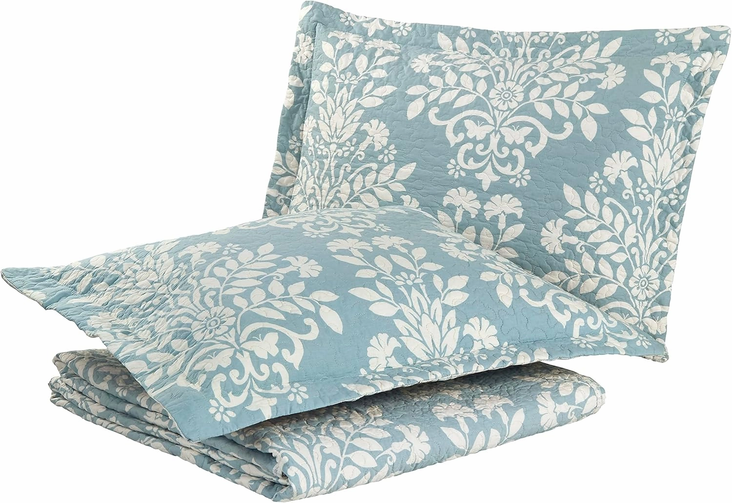 Laura Ashley - Queen Quilt Set, Reversible Cotton Bedding with Matching Shams, Home Decor for All Seasons (Rowland Blue, Queen)