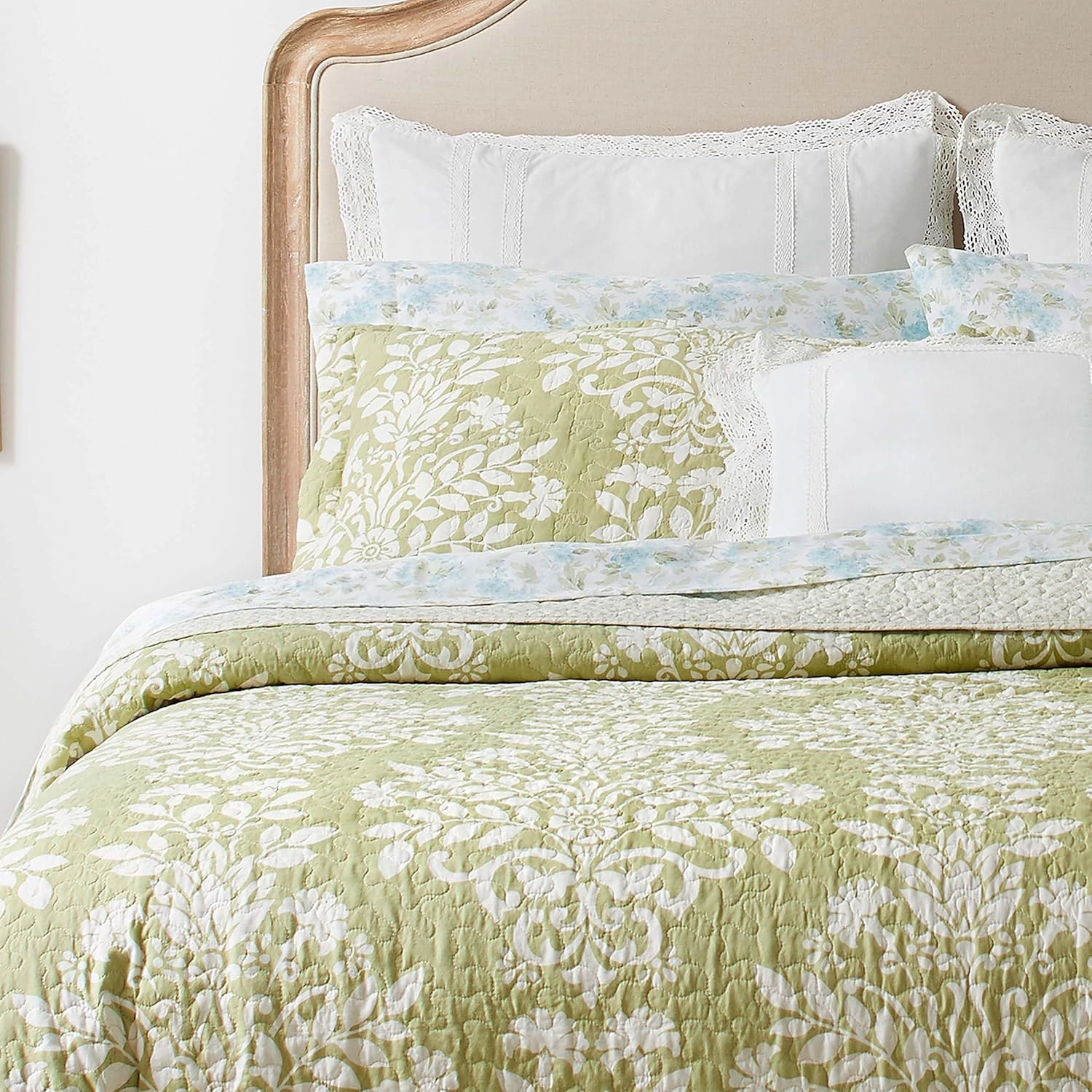 Laura Ashley - Queen Quilt Set, Reversible Cotton Bedding with Matching Shams, Home Decor for All Seasons (Rowland Sage, Queen)