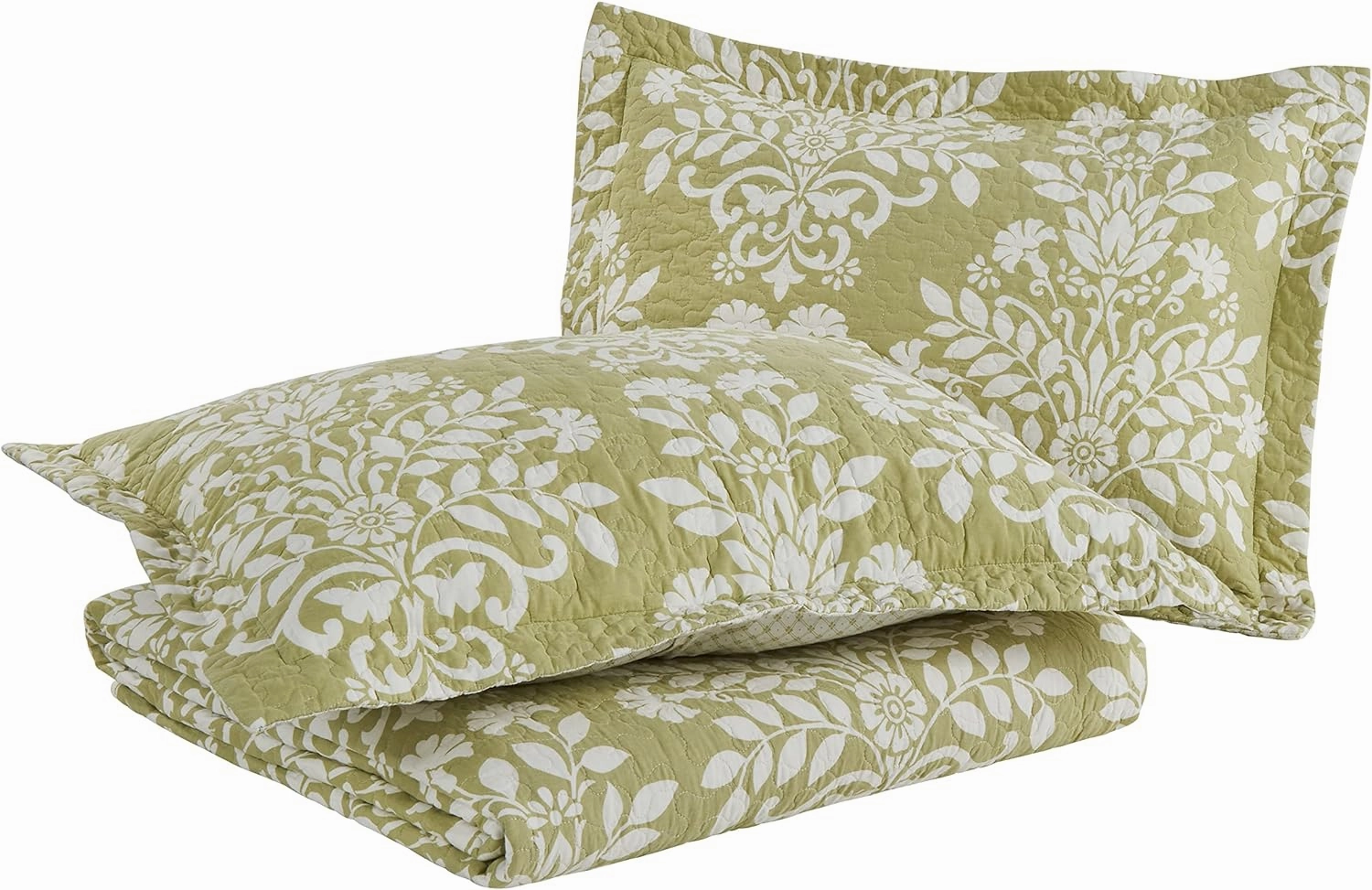 Laura Ashley - Queen Quilt Set, Reversible Cotton Bedding with Matching Shams, Home Decor for All Seasons (Rowland Sage, Queen)