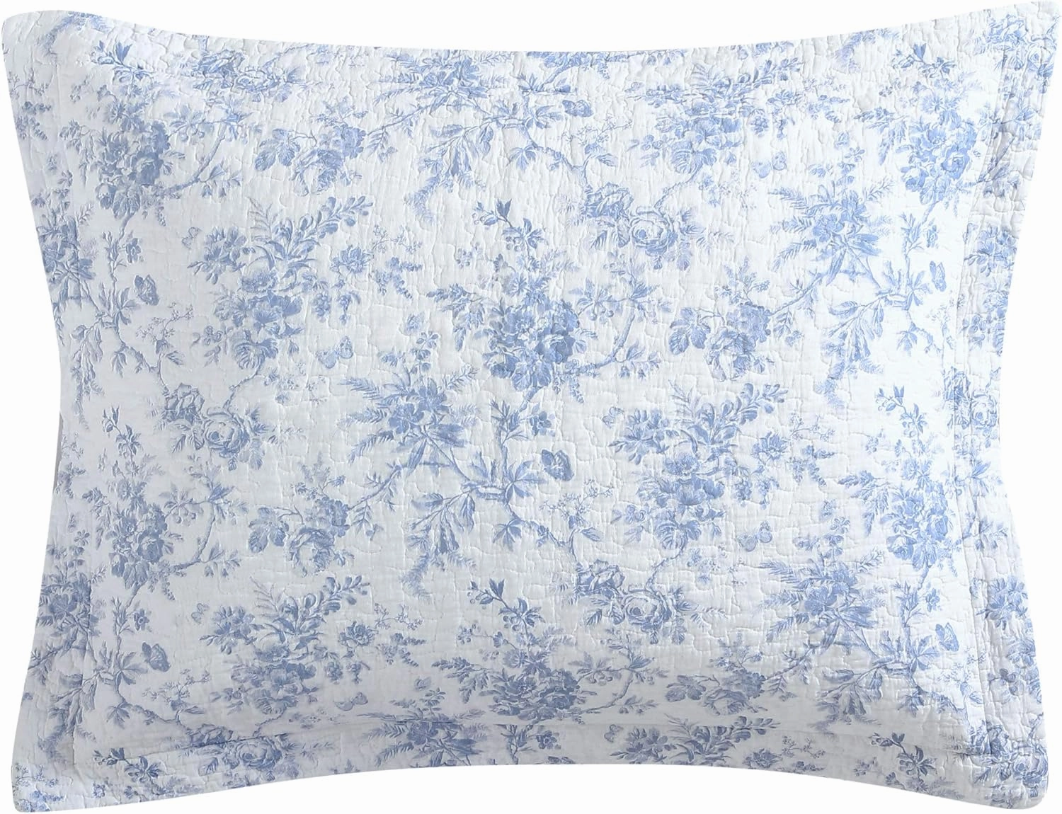 Laura Ashley Home - Full/Queen Quilt Set, Reversible Floral Cotton Bedding with Matching Shams, Home Decor for All Seasons (Walled Garden Blue, Full/Queen)