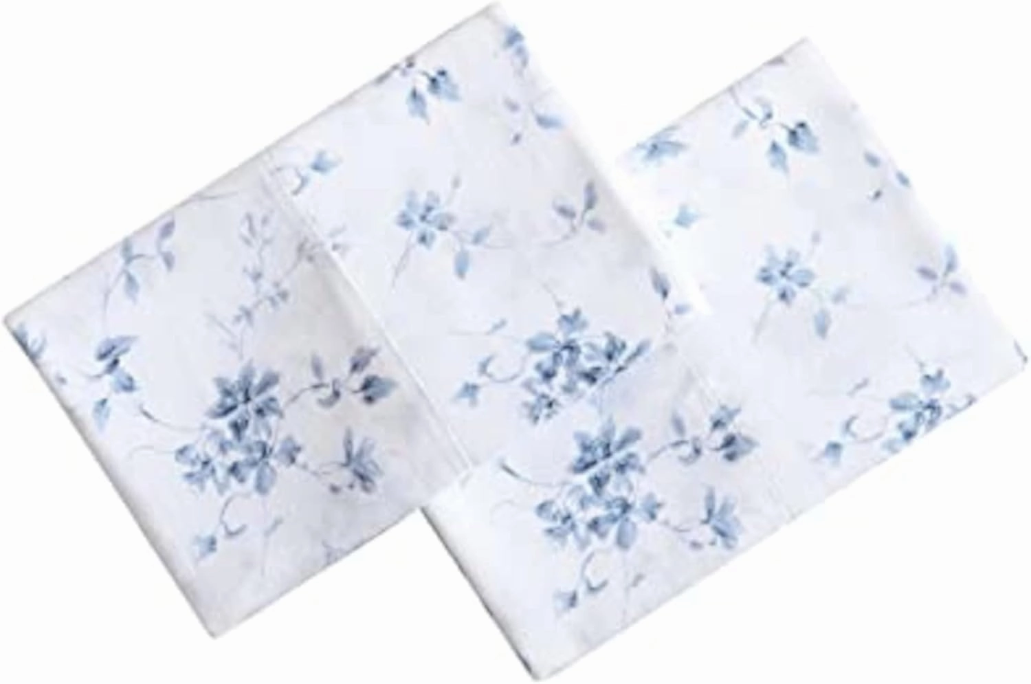 Laura Ashley Home - Standard Pillowcase Set, Cotton Sateen Bedding, Smooth & Wrinkle-Resistant (Garden Muse Blue, 2 Piece)