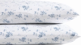 Laura Ashley Home - Standard Pillowcase Set, Cotton Sateen Bedding, Smooth & Wrinkle-Resistant (Garden Muse Blue, 2 Piece)