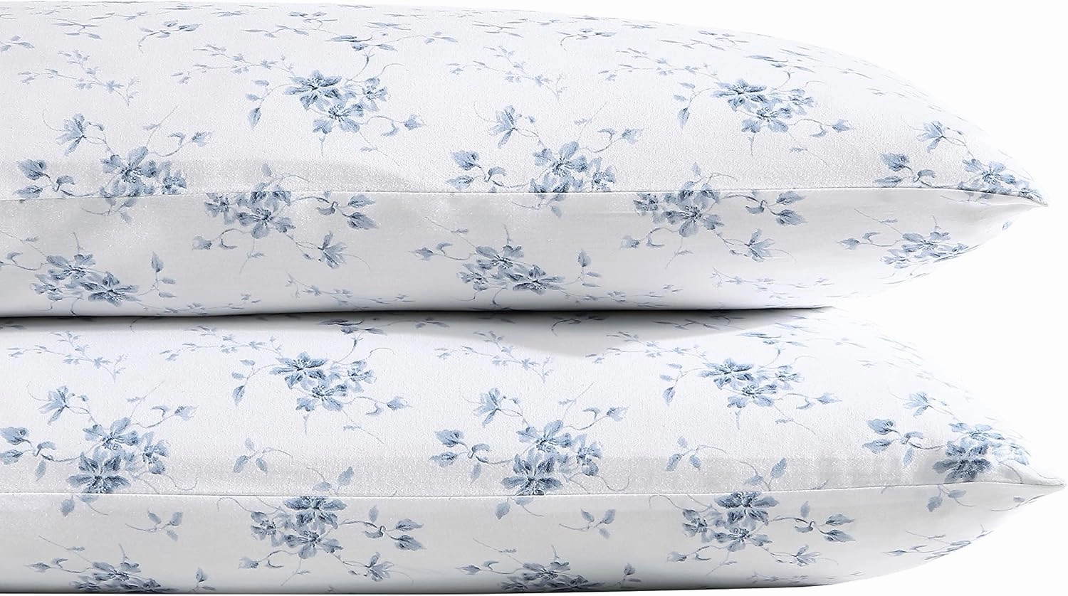 Laura Ashley Home - Standard Pillowcase Set, Cotton Sateen Bedding, Smooth & Wrinkle-Resistant (Garden Muse Blue, 2 Piece)
