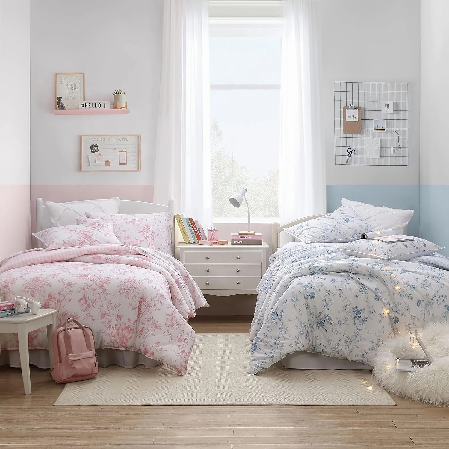 Laura Ashley- King Comforter Set, Reversible Cotton Bedding with Matching Sham(s), Dorm Essentials (Delphine Mauve Pink, King)