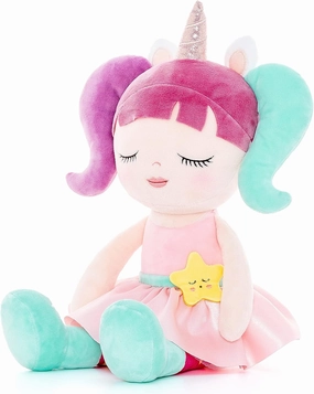 Lazada Unicorn Rag Girl Dolls Baby Gifts Soft Plush Doll Purple and Green 16"