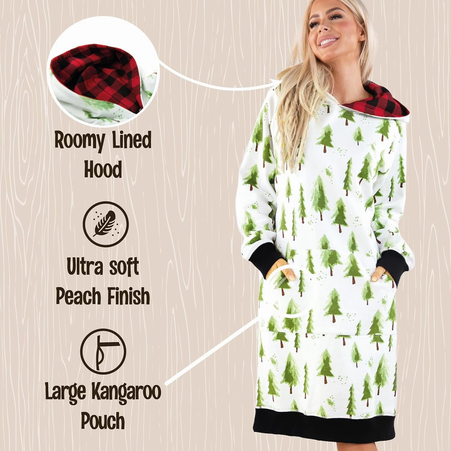 Lazy One Oversized Hoodie Sweatshirt, Comfortable Sleepwear, Sweater Dress for Women