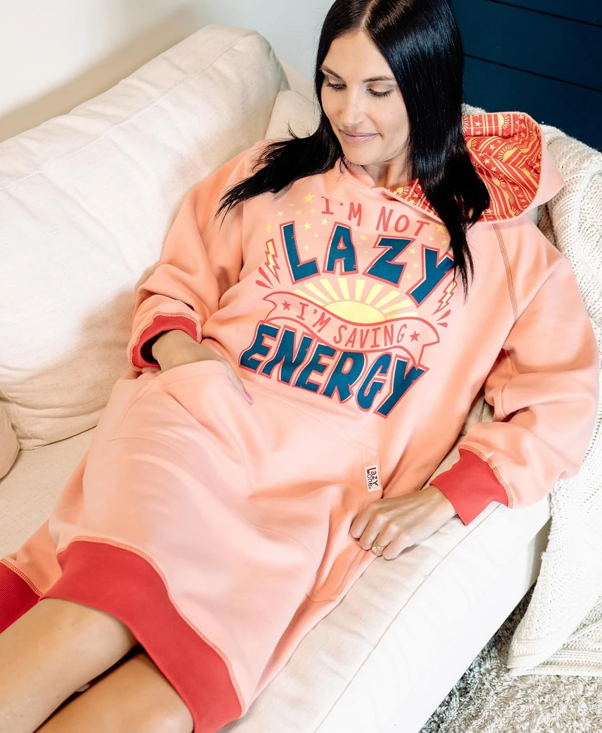 Lazy One Oversized Hoodie Sweatshirt, Comfortable Sleepwear, Sweater Dress for Women