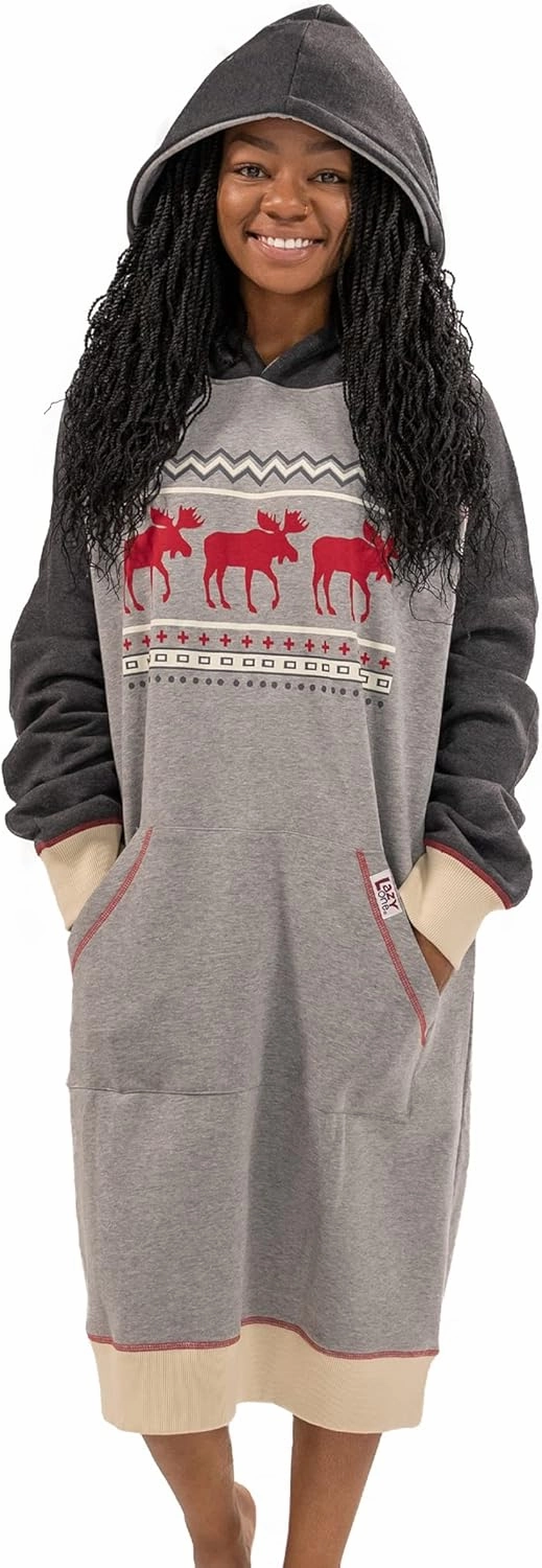 Lazy One Oversized Hoodie Sweatshirt, Comfortable Sleepwear, Sweater Dress for Women