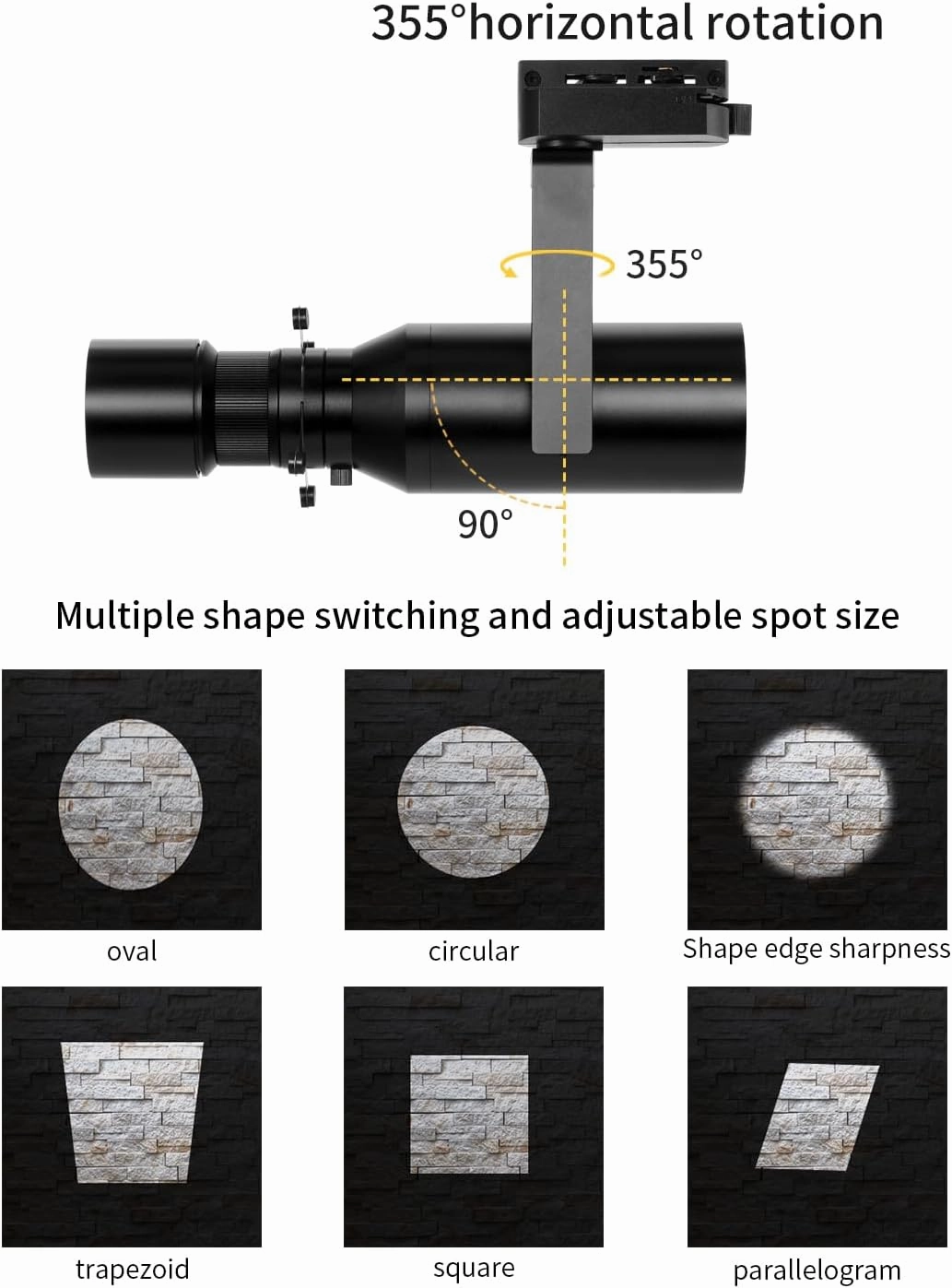LED Dimmable Ceiling Spotlight, 18W Adjustable Aperture Shape Light, Ceiling Mounted Directional Spot Light for Museum Art Gallery Exhibition Art 2700K