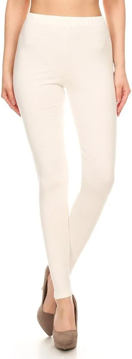 Leggings Depot Cotton Women's Premium Quality Ultra Soft Solid Leggings