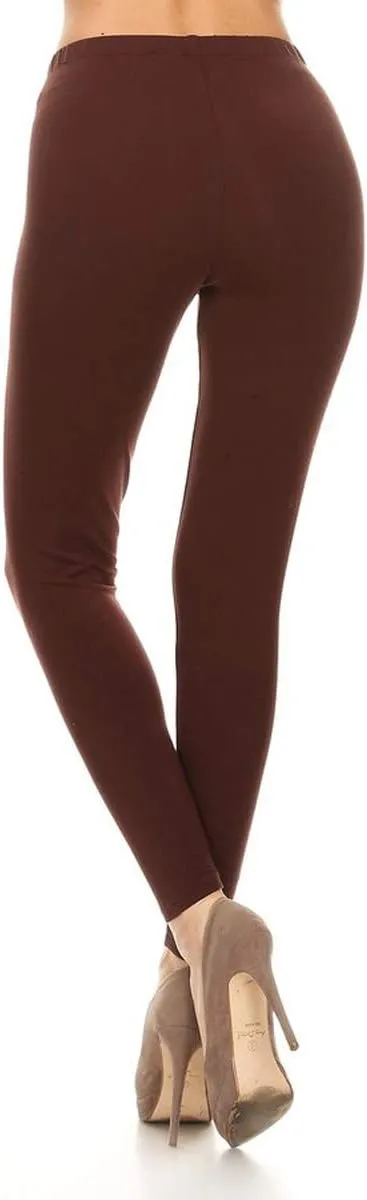 Leggings Depot Cotton Women's Premium Quality Ultra Soft Solid Leggings
