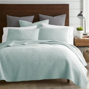 Levtex Home - Cross Stitch Blue Haze Quilt Set - 100% Cotton - King/Cal King Quilt (106x92in.)   2 King Shams (36x20in.) - Reversible - Cotton Fabric