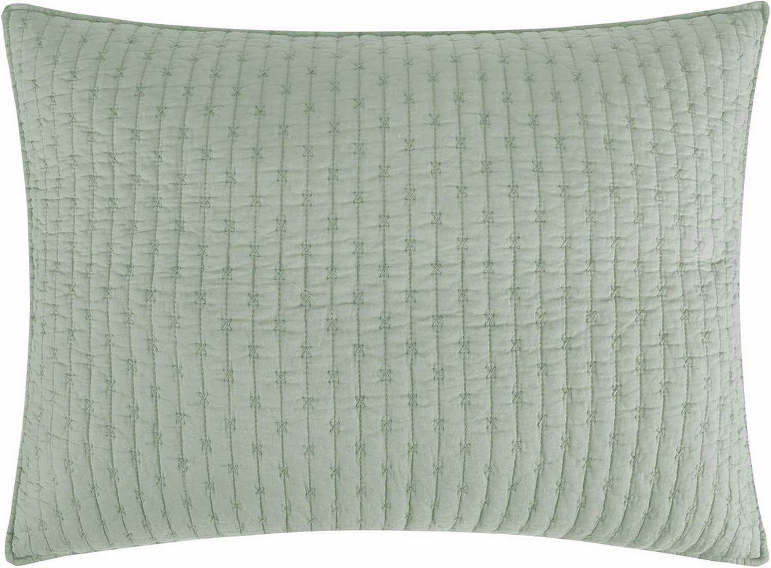 Levtex Home - Cross Stitch Desert Sage Quilt Set - 100% Cotton - King/Cal King Quilt (106x92in.)   2 King Shams (36x20in.) - Reversible - Cotton Fabric
