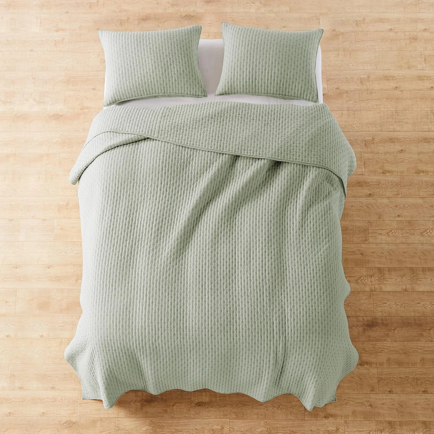 Levtex Home - Cross Stitch Desert Sage Quilt Set - 100% Cotton - King/Cal King Quilt (106x92in.)   2 King Shams (36x20in.) - Reversible - Cotton Fabric