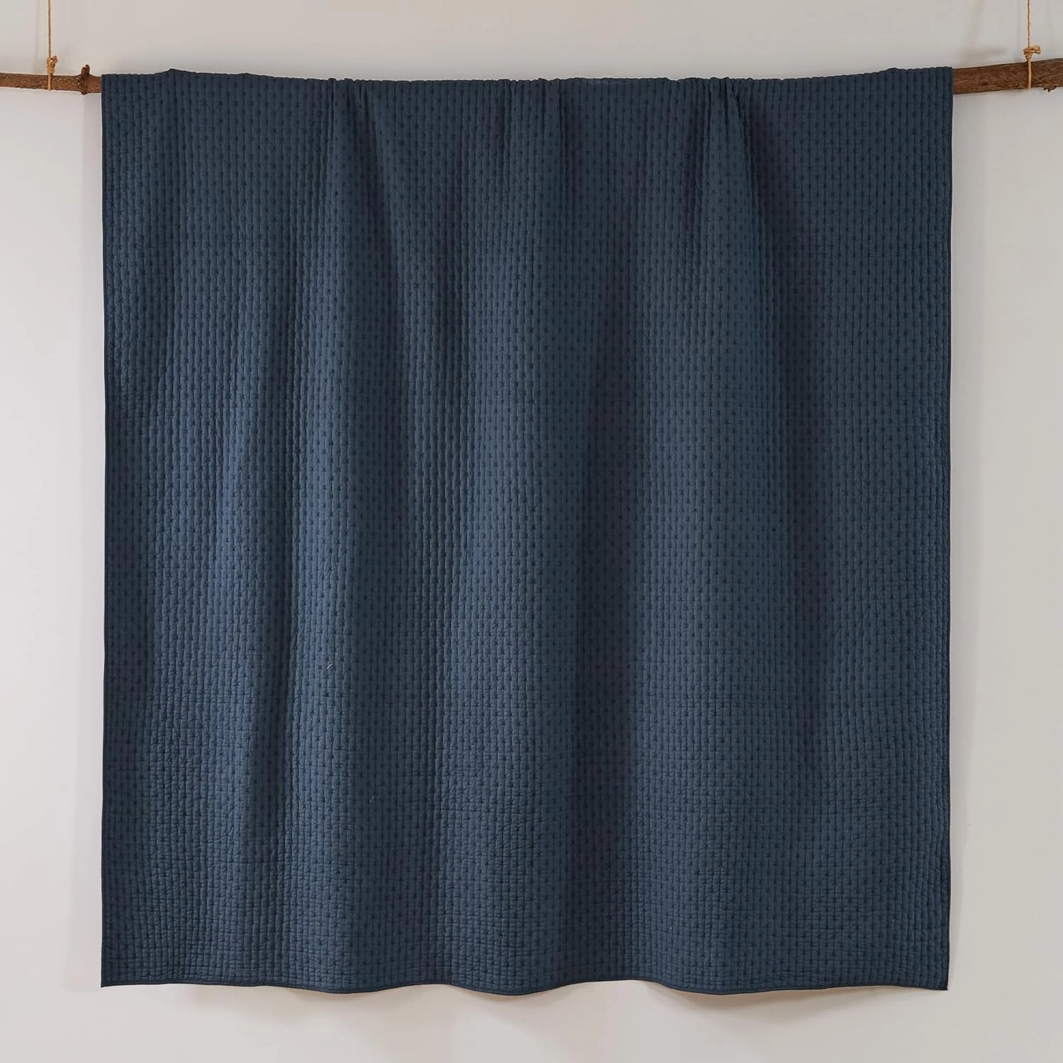 Levtex Home - Cross Stitch Navy Quilt Set - 100% Cotton - Full/Queen Quilt (88x92in.)   2 Standard Shams (26x20in.) - Reversible - Cotton Fabric