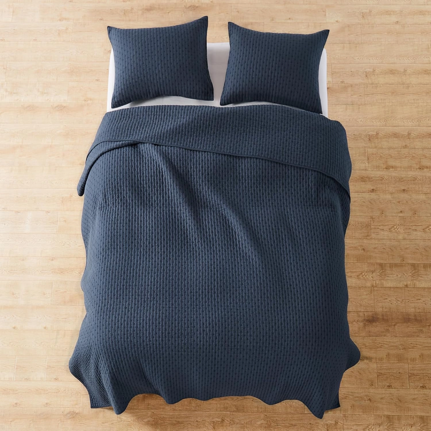 Levtex Home - Cross Stitch Navy Quilt Set - 100% Cotton - Full/Queen Quilt (88x92in.)   2 Standard Shams (26x20in.) - Reversible - Cotton Fabric