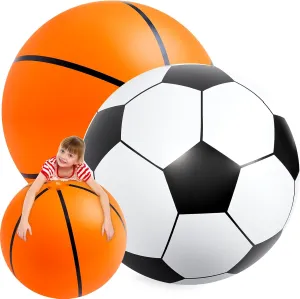 Lewtemi 2 Pcs 27 Inch/ 40 Inch Giant Inflatable Sports Balls Large Inflatable Beach Ball Inflatable Ball for Summer Pool Outdoor Activity Games Toys