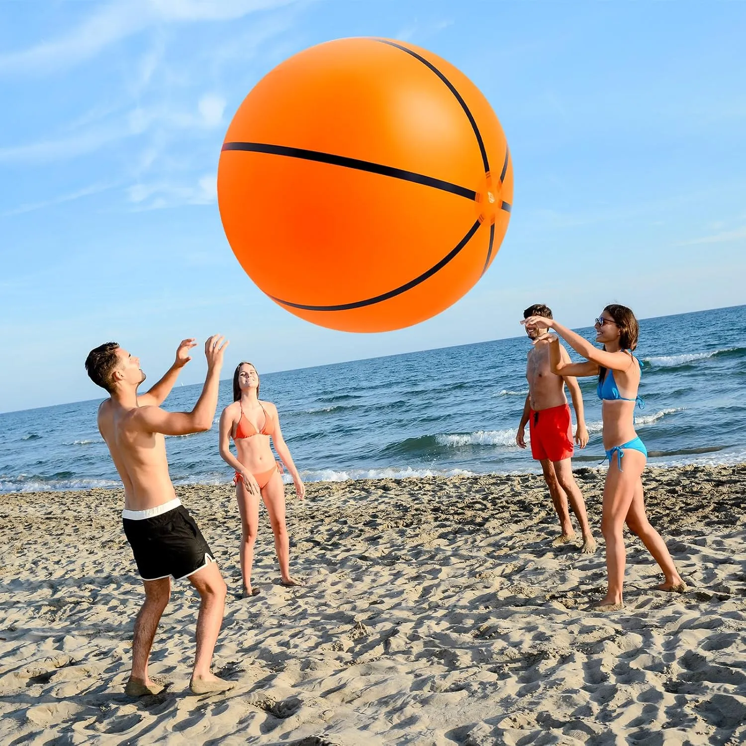 Lewtemi 2 Pcs 27 Inch/ 40 Inch Giant Inflatable Sports Balls Large Inflatable Beach Ball Inflatable Ball for Summer Pool Outdoor Activity Games Toys