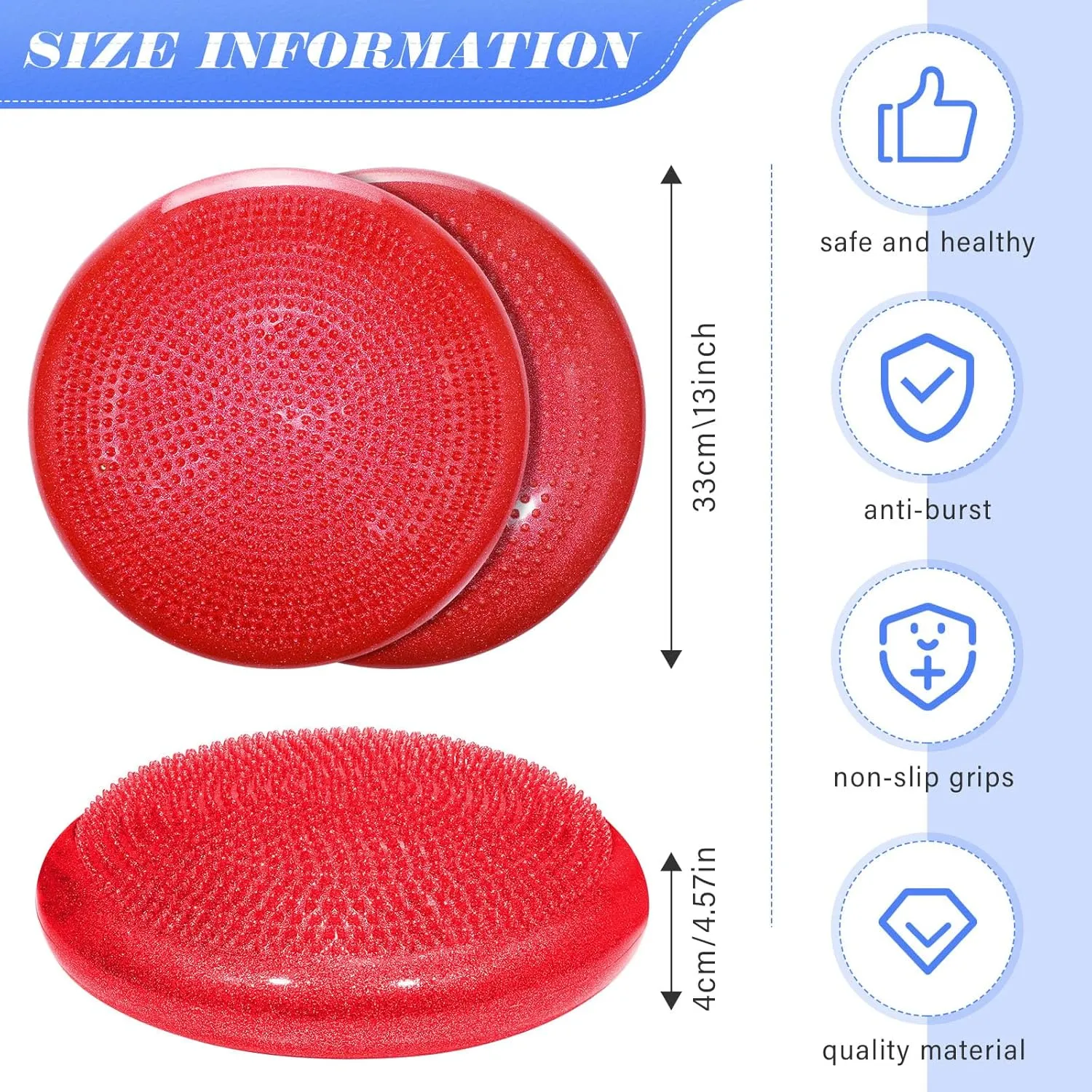 Libima 4 Pcs Glitter Wiggle Seat for Sensory Kids Inflated Wobble Cushion Sensory Seat Flexible Seating for Classroom Elementary, Balance Disc with Pump for Kids Adult Office Home