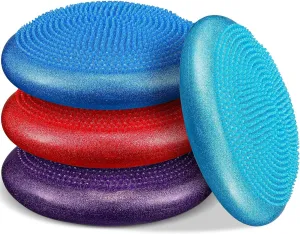 Libima 4 Pcs Glitter Wiggle Seat for Sensory Kids Inflated Wobble Cushion Sensory Seat Flexible Seating for Classroom Elementary, Balance Disc with Pump for Kids Adult Office Home