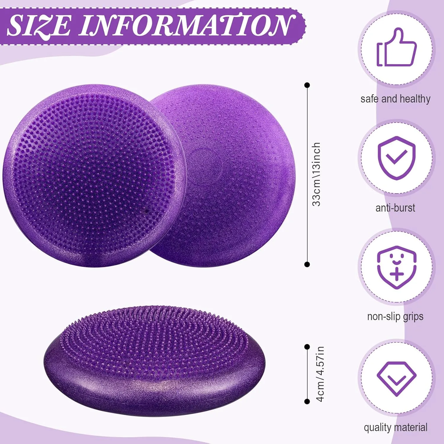 Libima 4 Pcs Glitter Wiggle Seat for Sensory Kids Inflated Wobble Cushion Sensory Seat Flexible Seating for Classroom Elementary, Balance Disc with Pump for Kids Adult Office Home