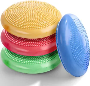 Libima 4 Pcs Wiggle Seat for Sensory Kids Inflated Wobble Cushion Sensory Seat Cloud Design Flexible Seating for Classroom Elementary Balance Disc with Pump for Kids Adult Pet Training